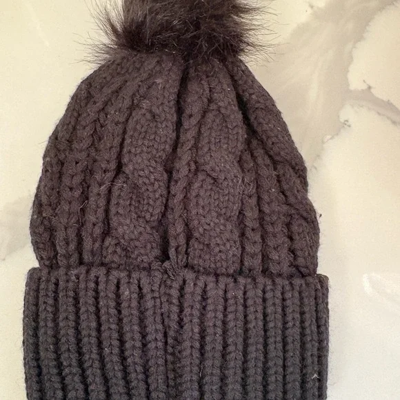 Ugg new black bean pom pom hat with soft warm inside. - Picture 2 of 3